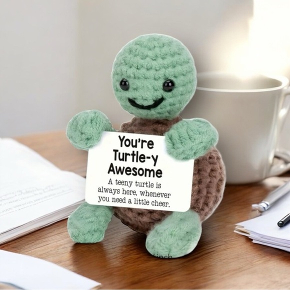 Handmade Crochet Emotional Support Sea Turtle “You’re Turtle-y Awesome” NEW - Picture 7 of 13